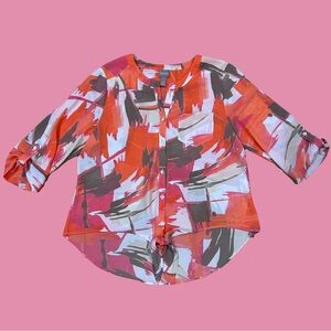 Chico's Red and Pink Abstract Blouse